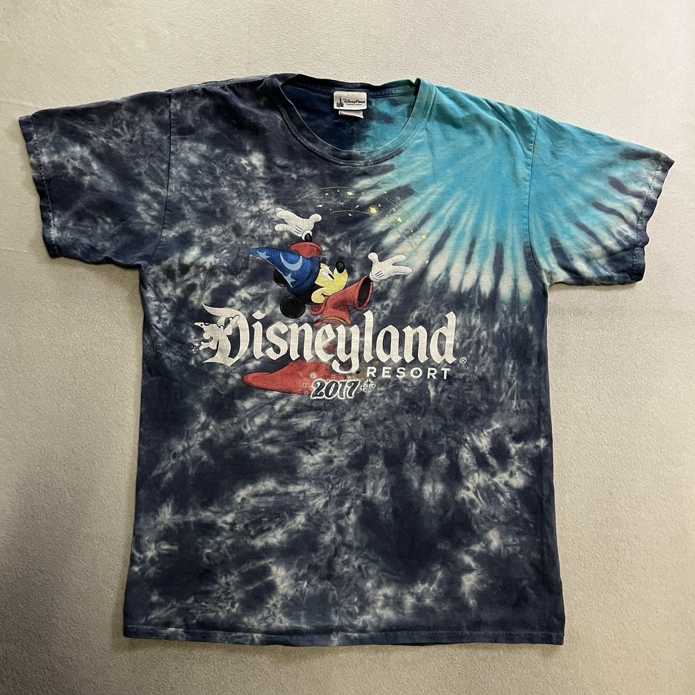 Disney Disneyland Resort Mickey Shirt Men's Large Blue Tie Dye 2017 Graphic Tee